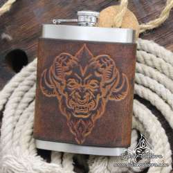 Stainless steel Hip flask baphomet custom