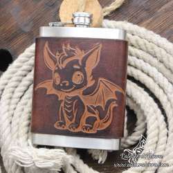 Stainless steel Hip flask cute dragon custom