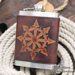 Stainless steel Hip flask eight pointed star of chaos custom