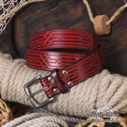 Leather belt dwarf carved handmade