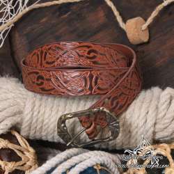 Ceinture viking gravée en cuir artisanal