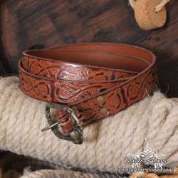 Leather belt viking carved handmade