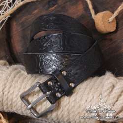 Leather belt viking carved handmade