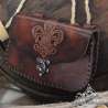 Handmade carved belt bag with a fleur-de-lys design