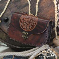 Handmade carved belt bag with a celtic design