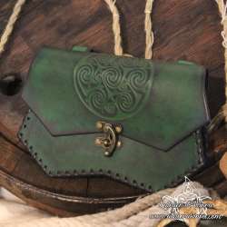 Handmade carved belt bag with a celtic design