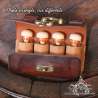 Closed belt leather vial or potion holder with four phials