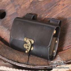 Closed belt leather vial or potion holder with four phials