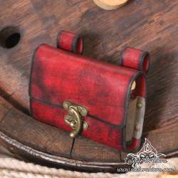 Closed belt leather vial or potion holder with four phials