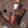 Small glass bottle with an Elven pendant carved leather belt holder