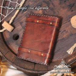 Handemade leather notebook A6 Sailing ship