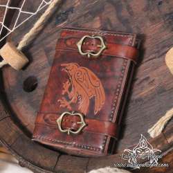 Handemade leather notebook A6 Celtic raven