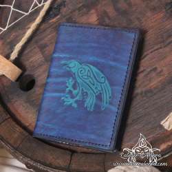 Handemade leather notebook A6 Celtic raven