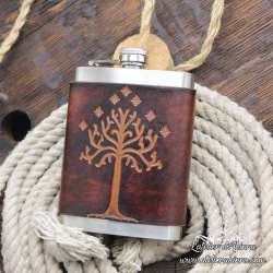 Stainless steel Hip flask Tree of Gondor custom