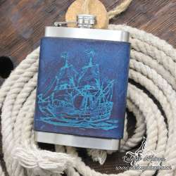 Stainless steel Hip flask boat or sailing ship custom