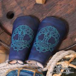 Handemade leather forearm bracers Yggdrasil