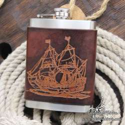 Stainless steel Hip flask boat or sailing ship custom