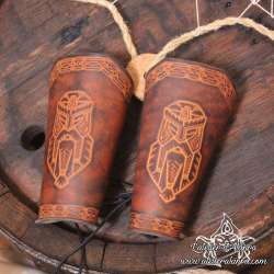 Handemade leather forearm bracers Dwarf Long beard