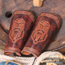 Handemade leather forearm bracers Dwarf Long beard