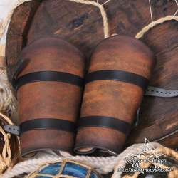 Handemade leather forearm bracers with buckles