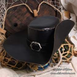 Chapeau Mousquetaire en cuir artisanal sans motif