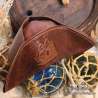 Handemade leather Tricorn hat carved with a Boat and arabesques