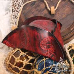 Handemade leather Tricorn hat fully carved with Tentacle