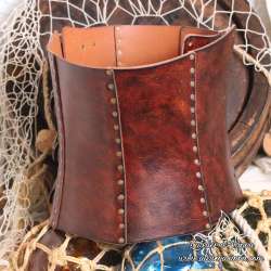 Plain leather underbust with front buckle, hand-crafted