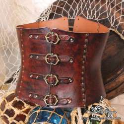 Plain leather underbust with front buckle, hand-crafted