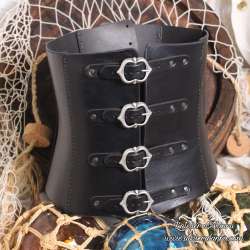 Plain leather underbust with front buckle, hand-crafted