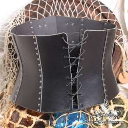 Plain leather underbust with front buckle, hand-crafted