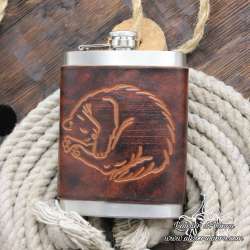 Stainless steel Hip flask sleeping cat custom