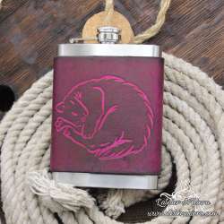 Stainless steel Hip flask sleeping cat custom