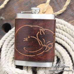 Stainless steel Hip flask purring cat custom