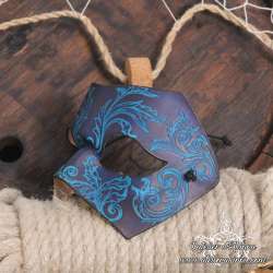 Mask leather venitian handmade square domino arabesque