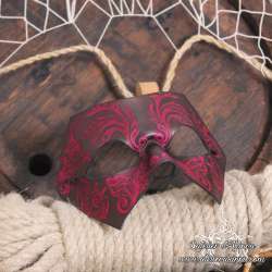 Mask leather venitian handmade square domino arabesque