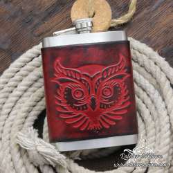 Stainless steel Hip flask owl custom