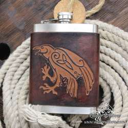 Stainless steel Hip flask celtic raven custom