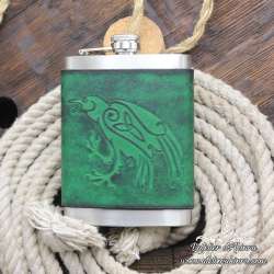 Stainless steel Hip flask celtic raven custom