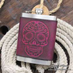 Stainless steel Hip flask Dia de los Muertos skull custom